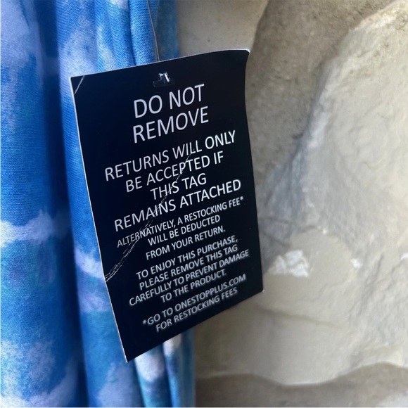 Dreams & Co. Plus Size 3X Petite Long Blue Tie Dye Print Cotton Poly Gown NEW - Picture 5 of 9